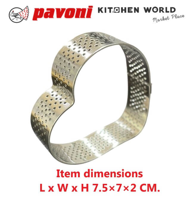 พิมพ์เค้กสแตนเลสทรงหัวใจเจาะรู PAVONI BW1436-14 ขนาด 7.5 ซม.